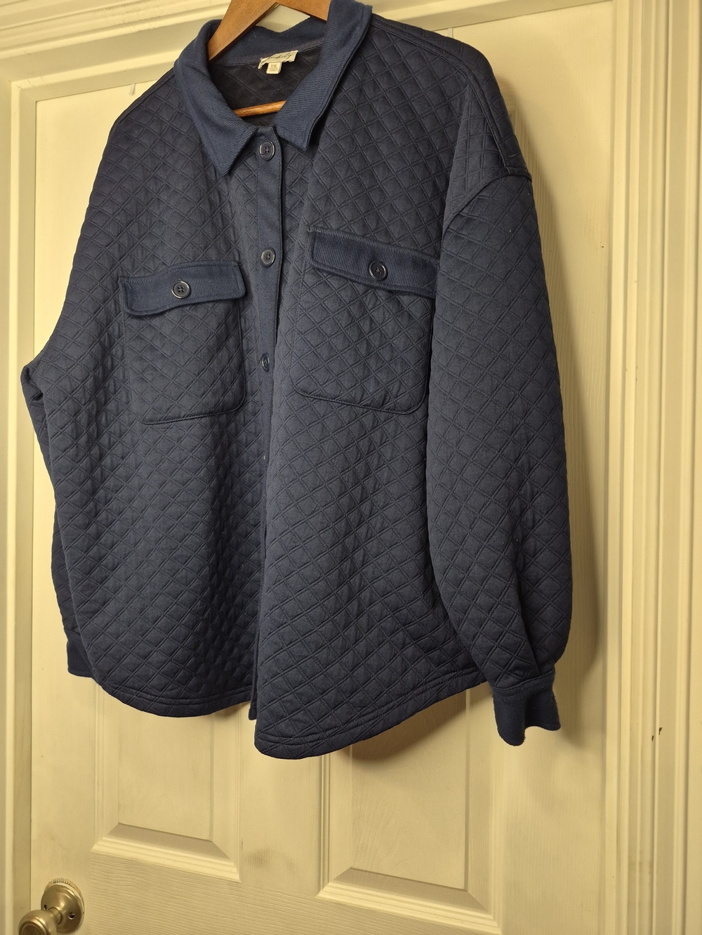 Wonderly Quilted Navy Shirt Jacket Top XXL